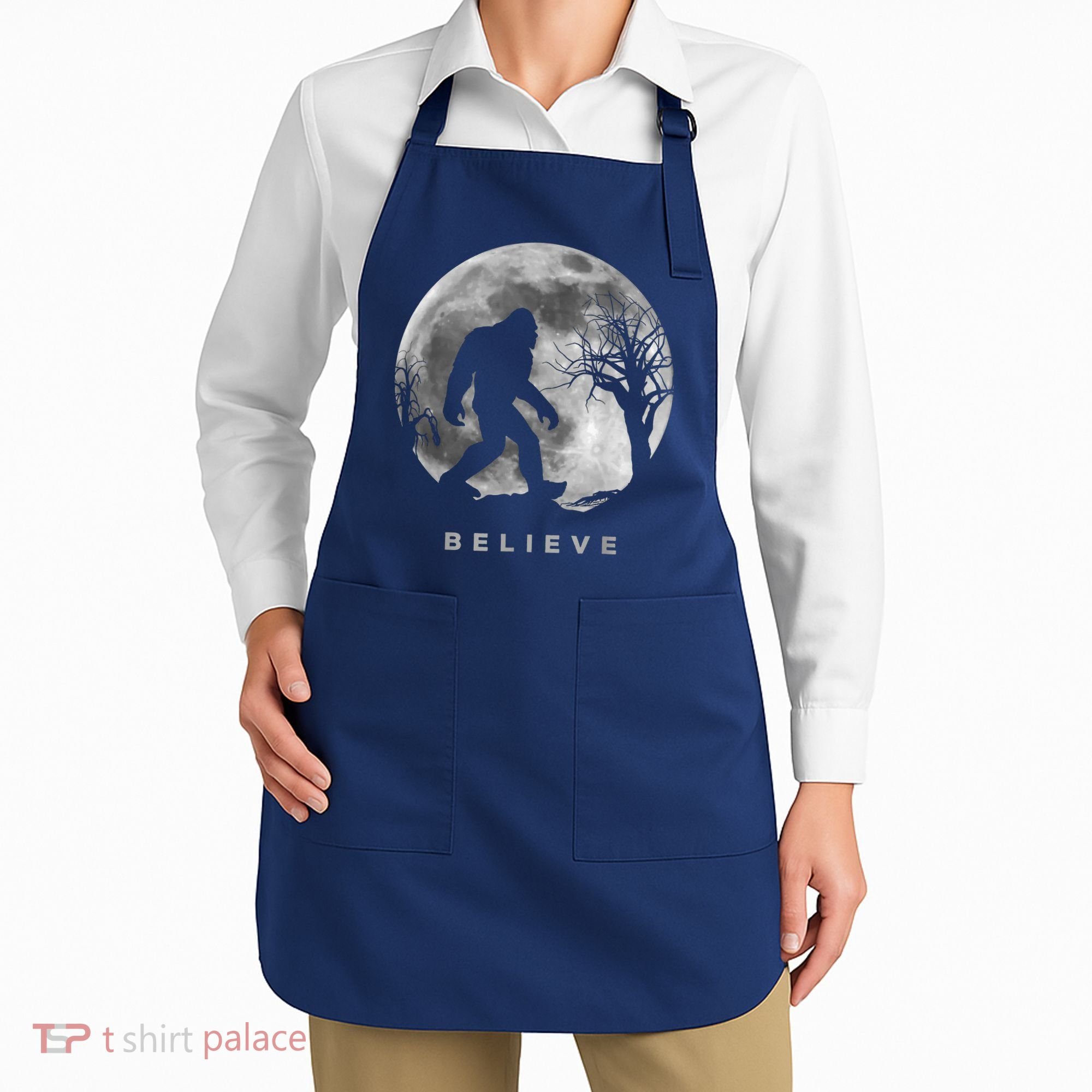 Bigfoot Night Full Moon I Believe Sasquatch Apron