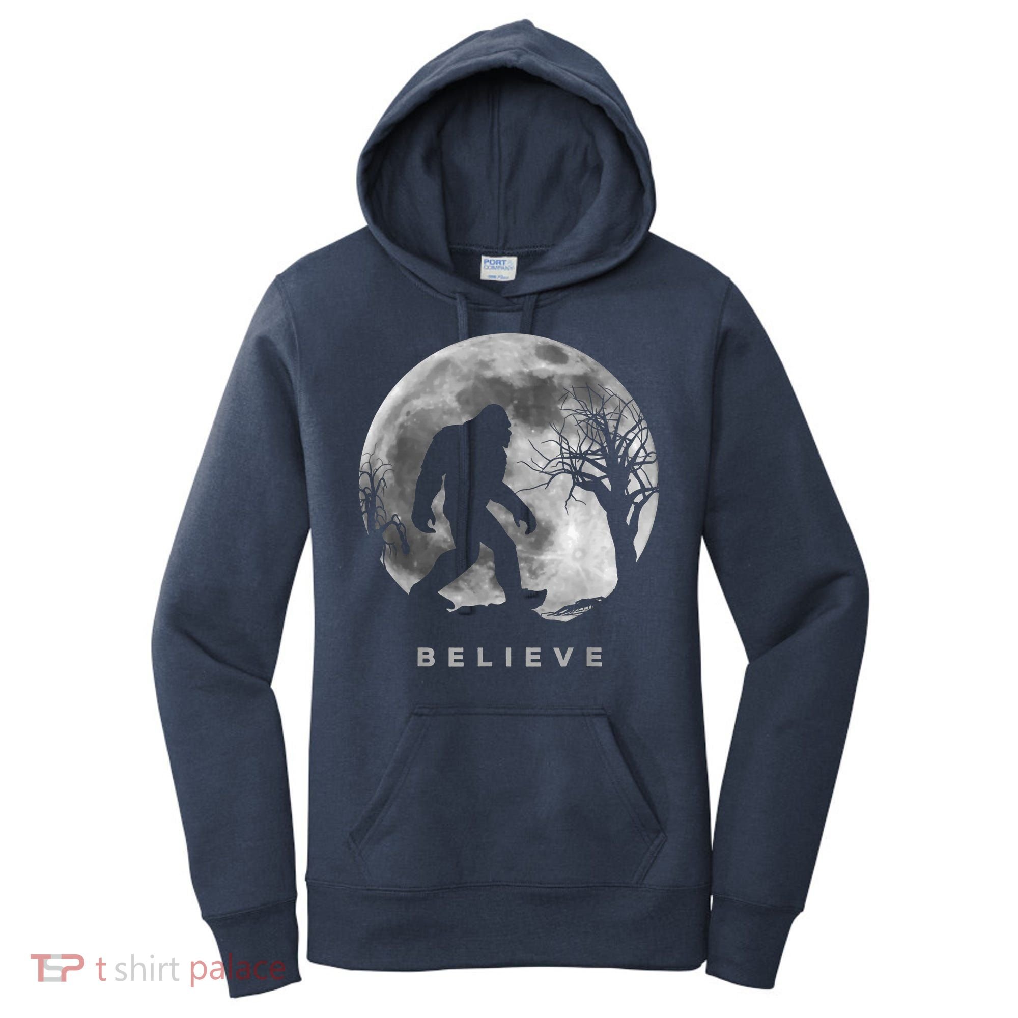 Bigfoot Night Full Moon I Believe Sasquatch Women's Hoodie