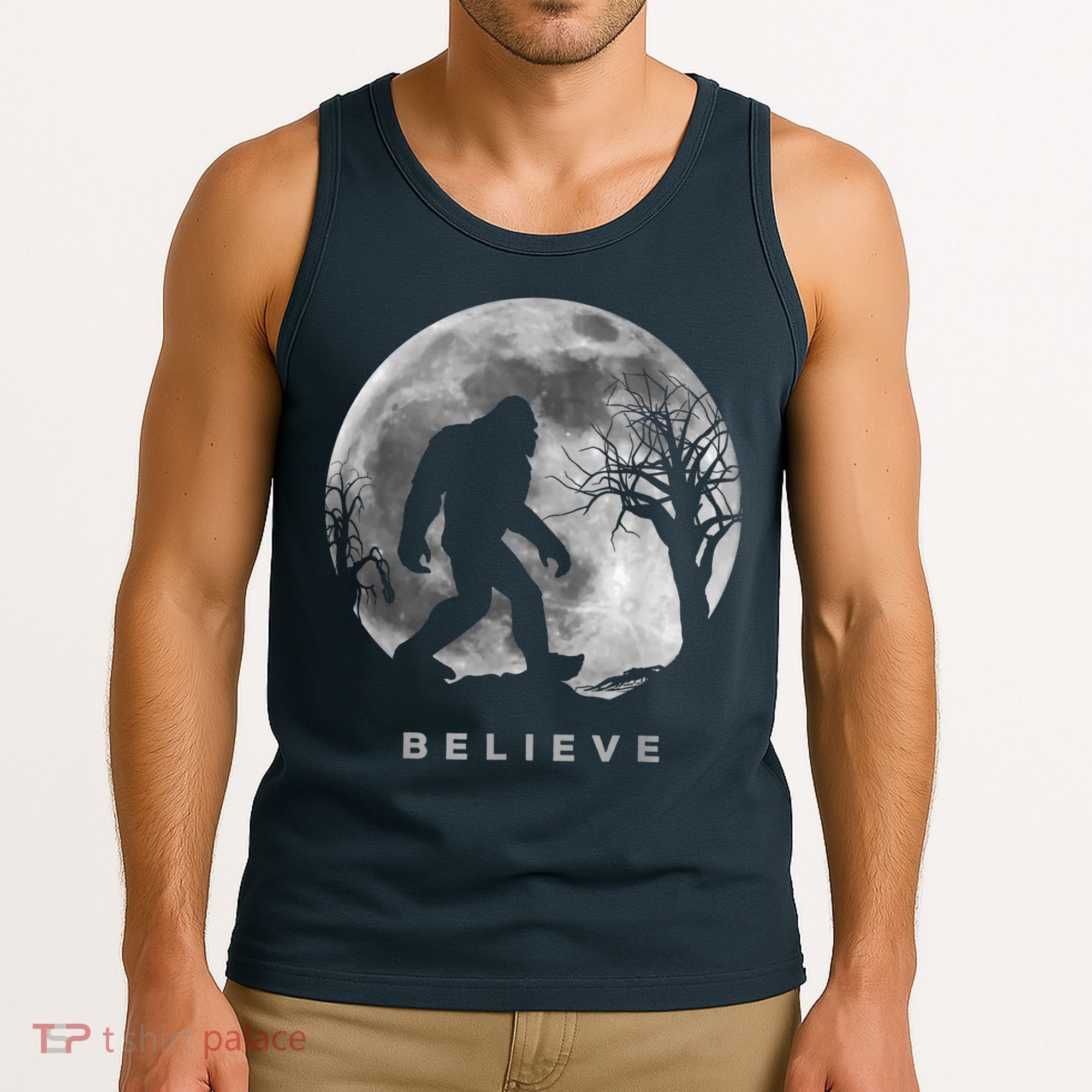 Bigfoot Night Full Moon I Believe Sasquatch Tank Top