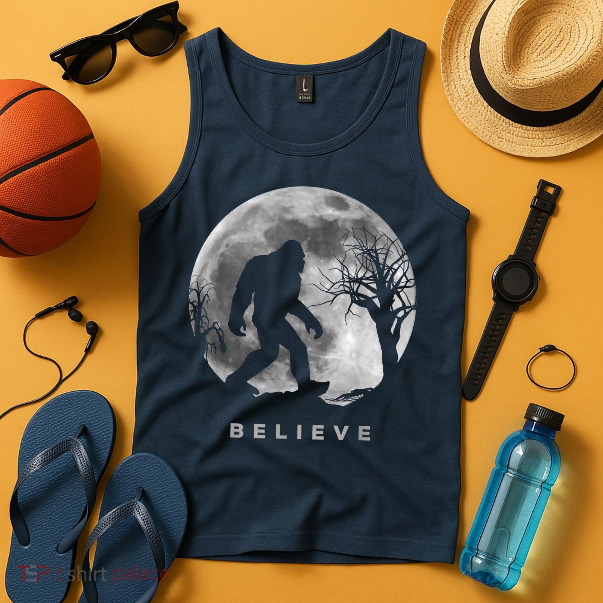 Bigfoot Night Full Moon I Believe Sasquatch Tank Top