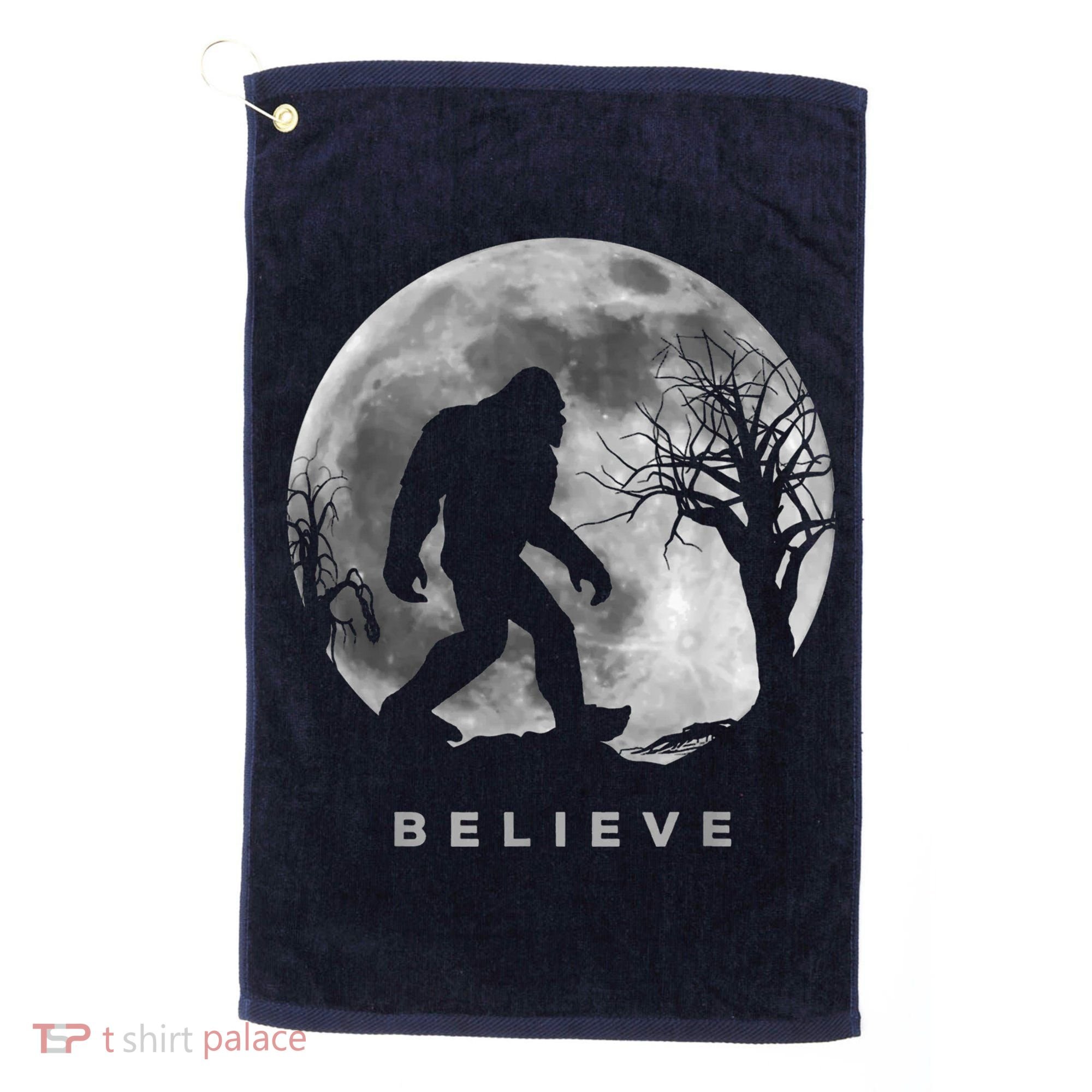 Bigfoot Night Full Moon I Believe Sasquatch Golf Towel