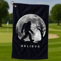 Bigfoot Night Full Moon I Believe Sasquatch Golf Towel thumb 1