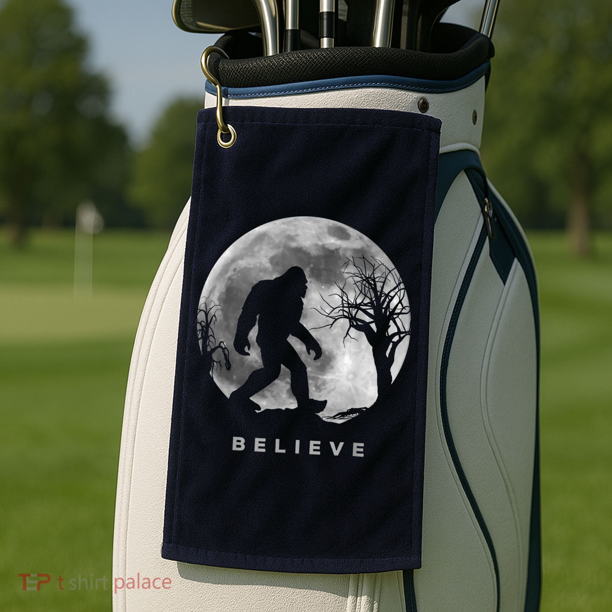Bigfoot Night Full Moon I Believe Sasquatch Golf Towel