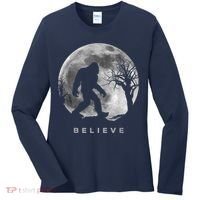 Bigfoot Night Full Moon I Believe Sasquatch Women's Long Sleeve Shirt thumb 0
