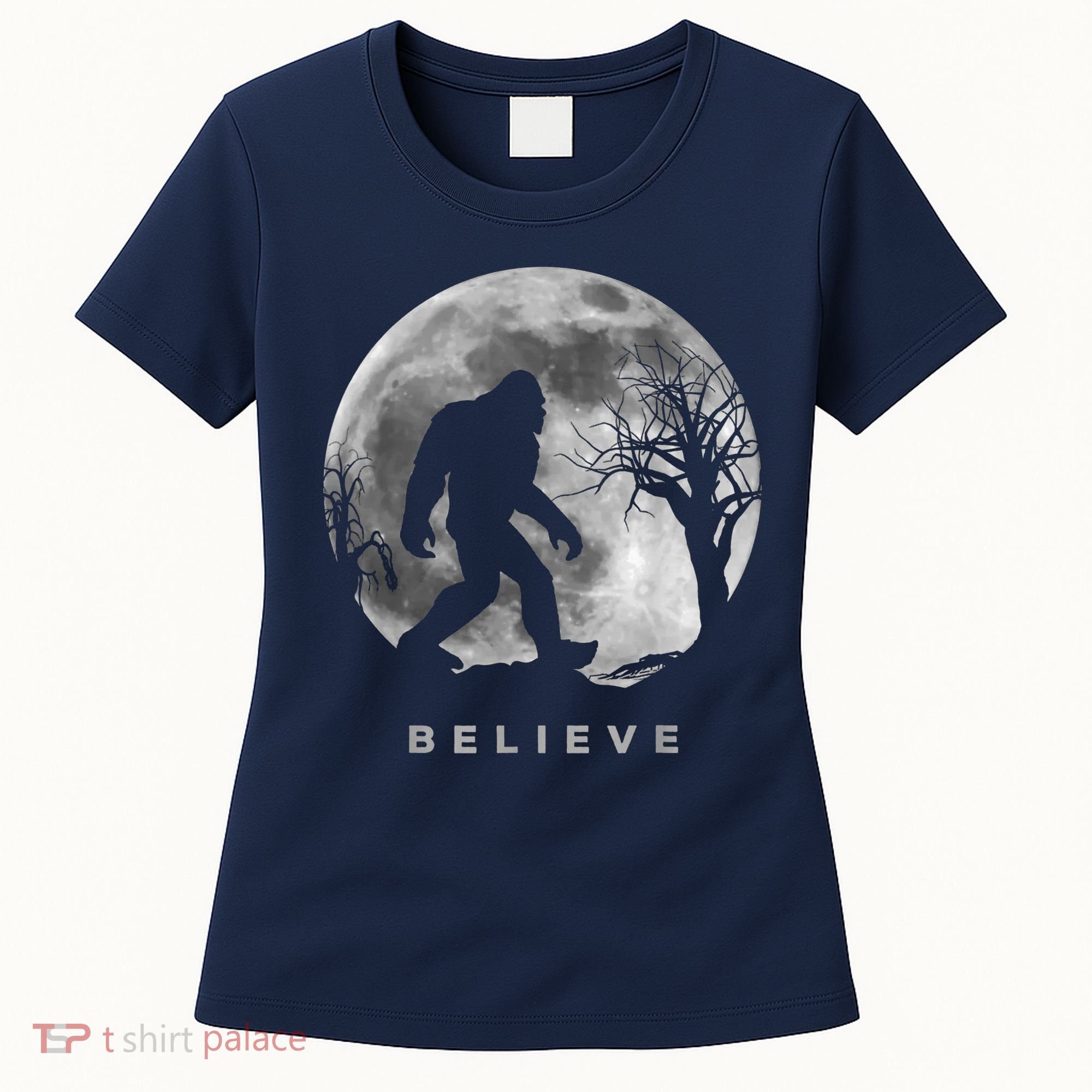 Bigfoot Night Full Moon I Believe Sasquatch Women's T-Shirt