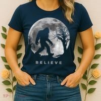 Bigfoot Night Full Moon I Believe Sasquatch Women's T-Shirt thumb 2