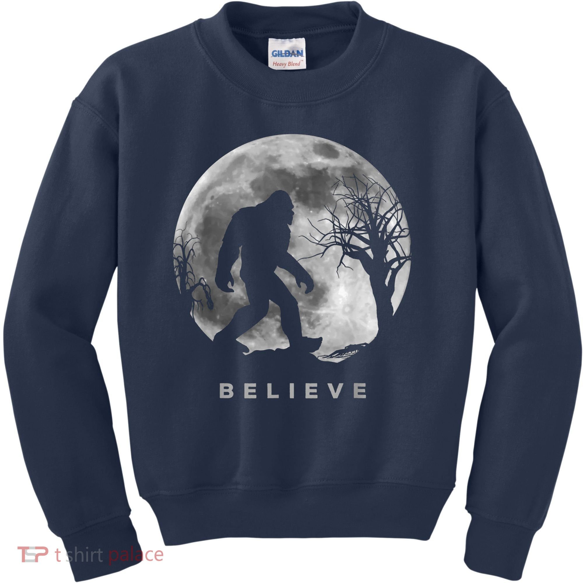 Bigfoot Night Full Moon I Believe Sasquatch Kids Sweatshirt