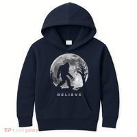 Bigfoot Night Full Moon I Believe Sasquatch Kids Hoodie thumb 0