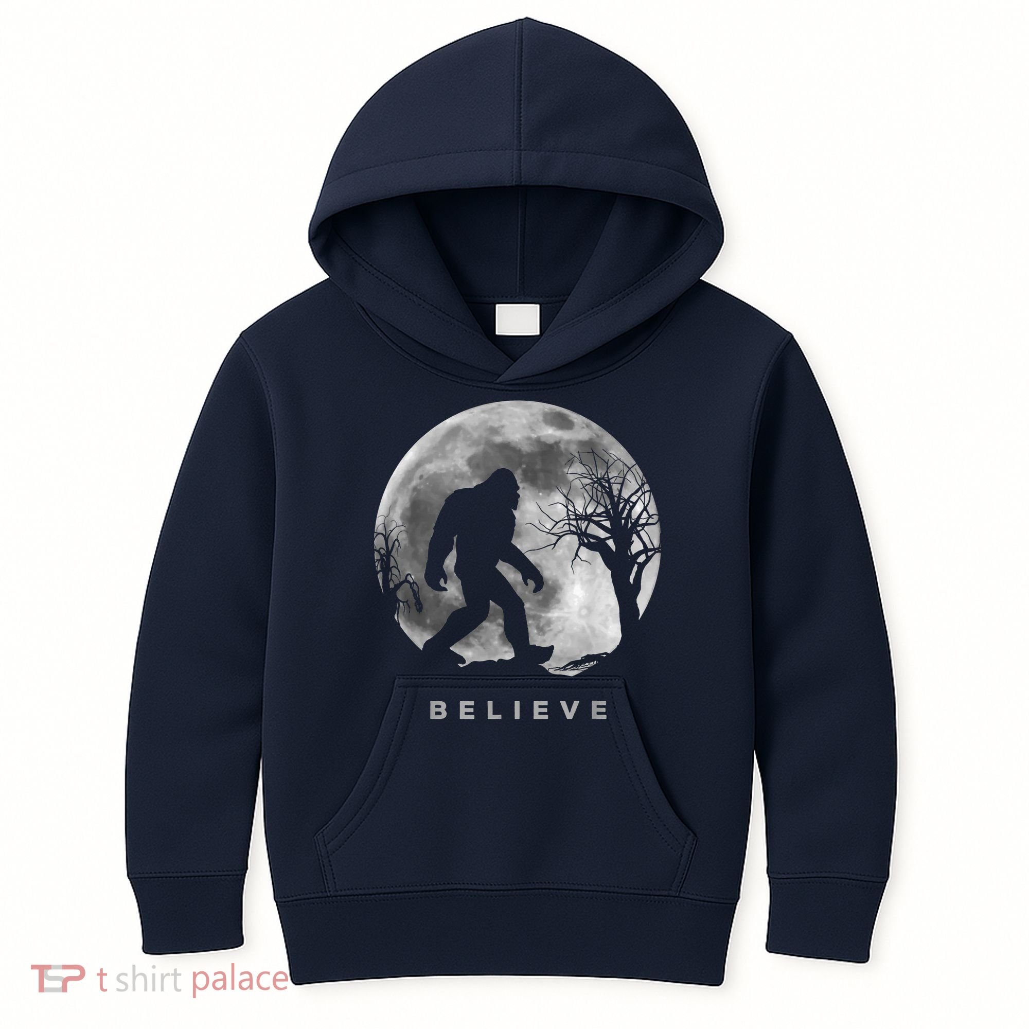 Bigfoot Night Full Moon I Believe Sasquatch Kids Hoodie