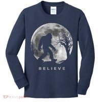 Bigfoot Night Full Moon I Believe Sasquatch Kids Long Sleeve Shirt thumb 0