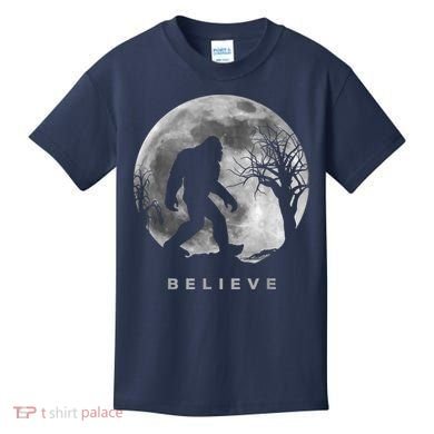 Bigfoot Night Full Moon I Believe Sasquatch Kids T-Shirt