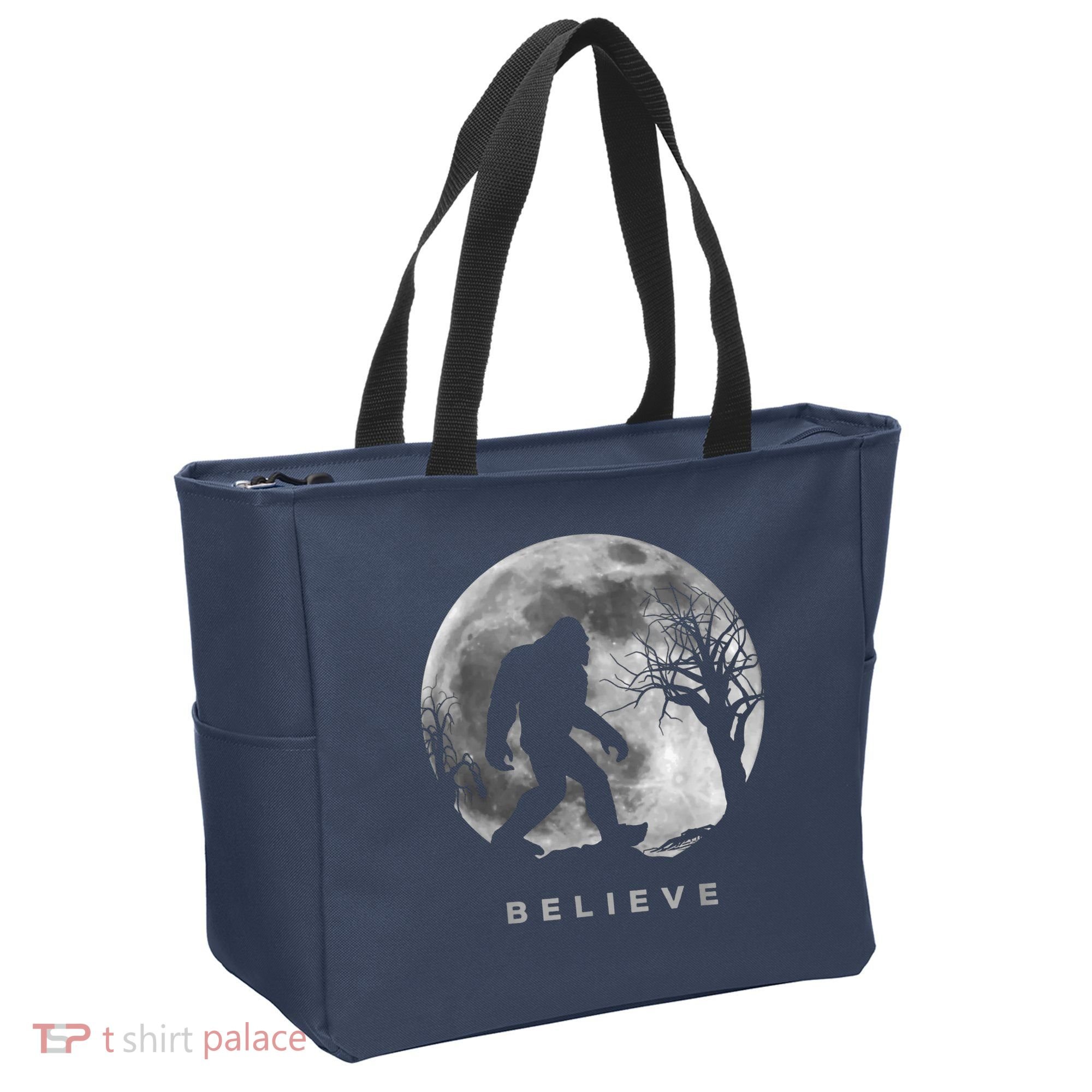 Bigfoot Night Full Moon I Believe Sasquatch Tote Bag
