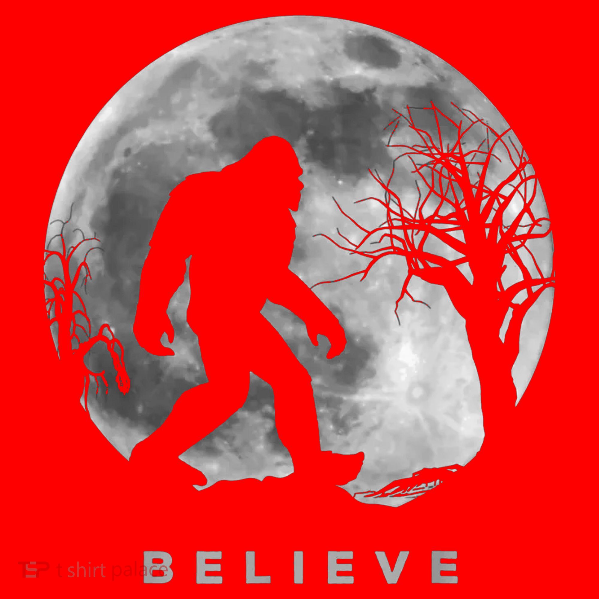 Bigfoot Night Full Moon I Believe Sasquatch Santa Hat