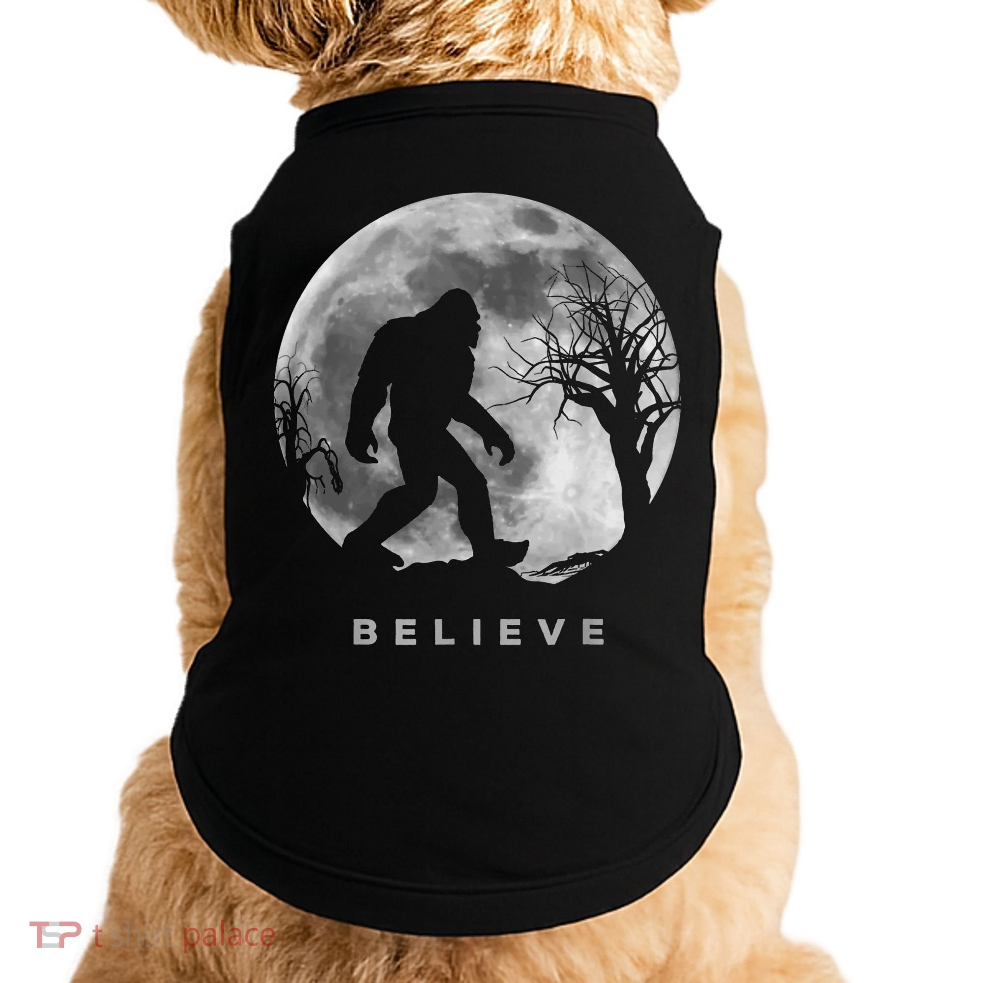 Bigfoot Night Full Moon I Believe Sasquatch Doggie Tank