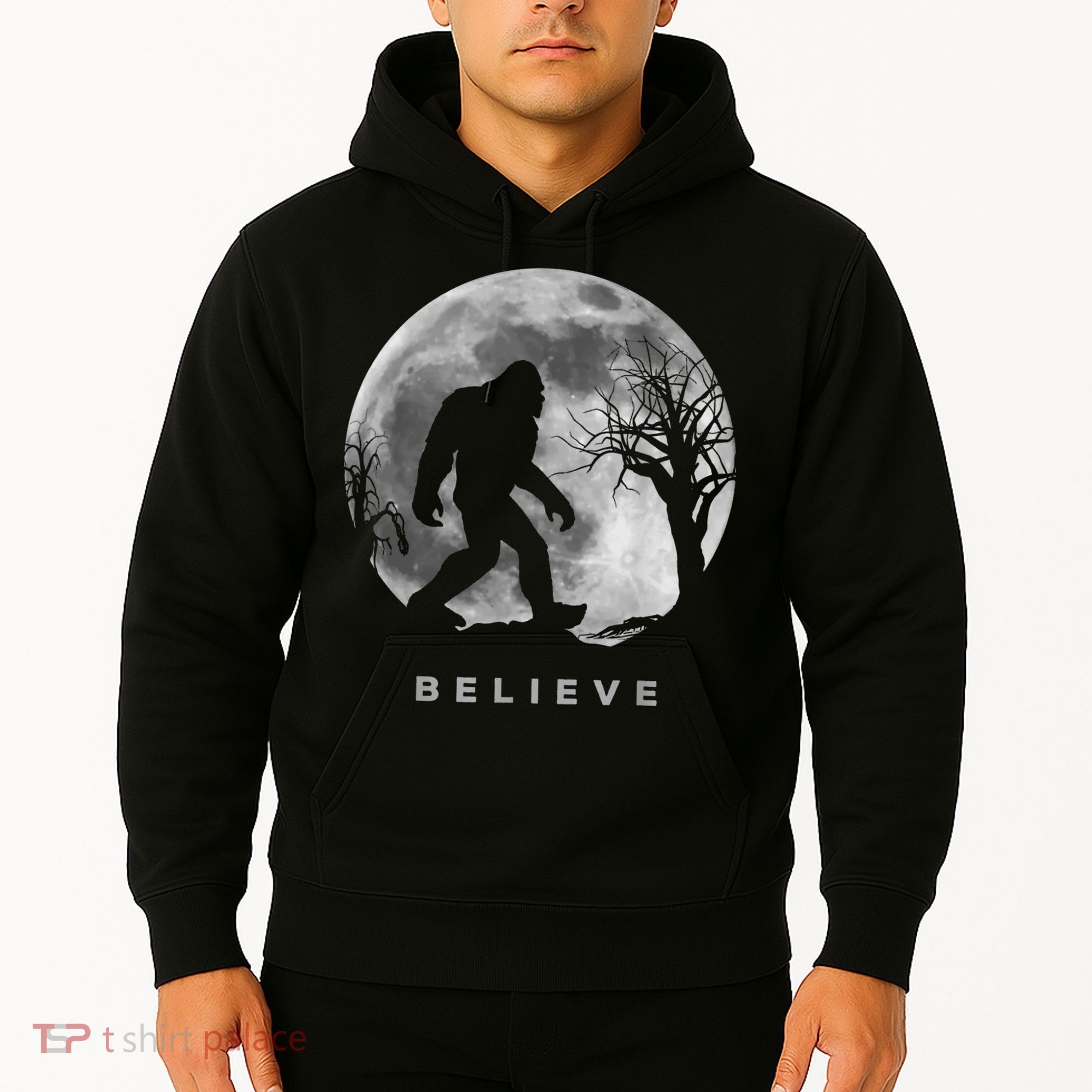 Bigfoot Night Full Moon I Believe Sasquatch Hoodie