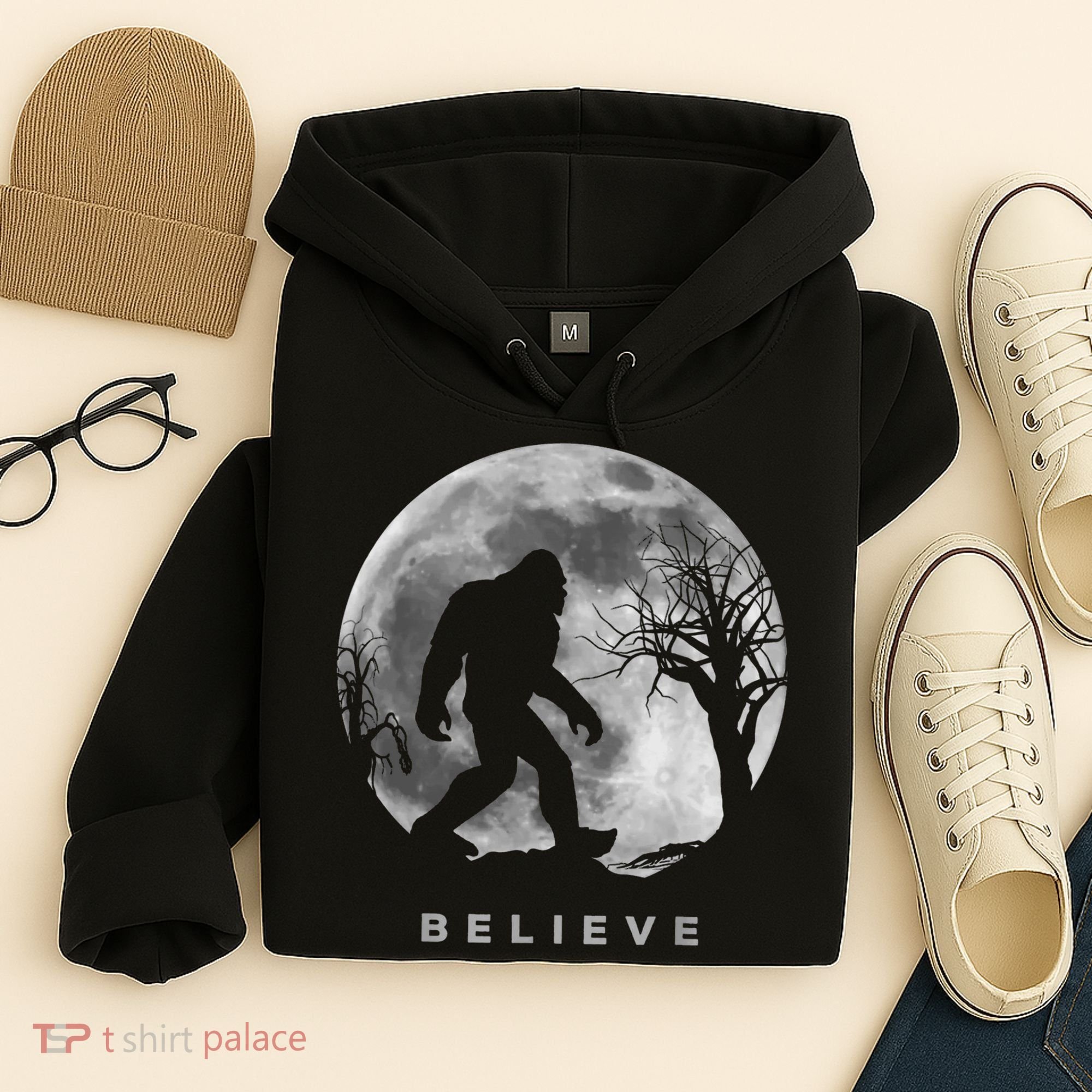 Bigfoot Night Full Moon I Believe Sasquatch Hoodie