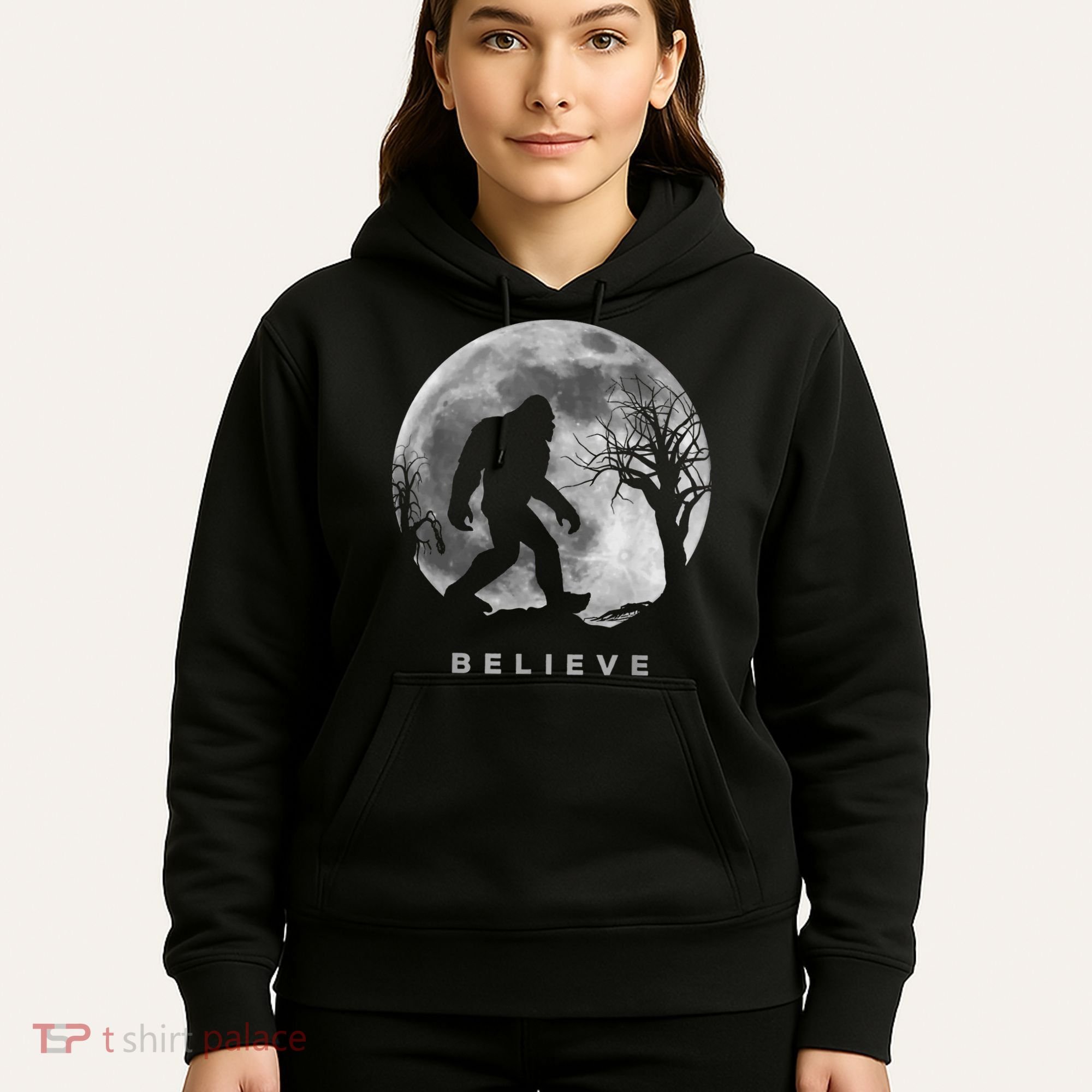 Bigfoot Night Full Moon I Believe Sasquatch Hoodie
