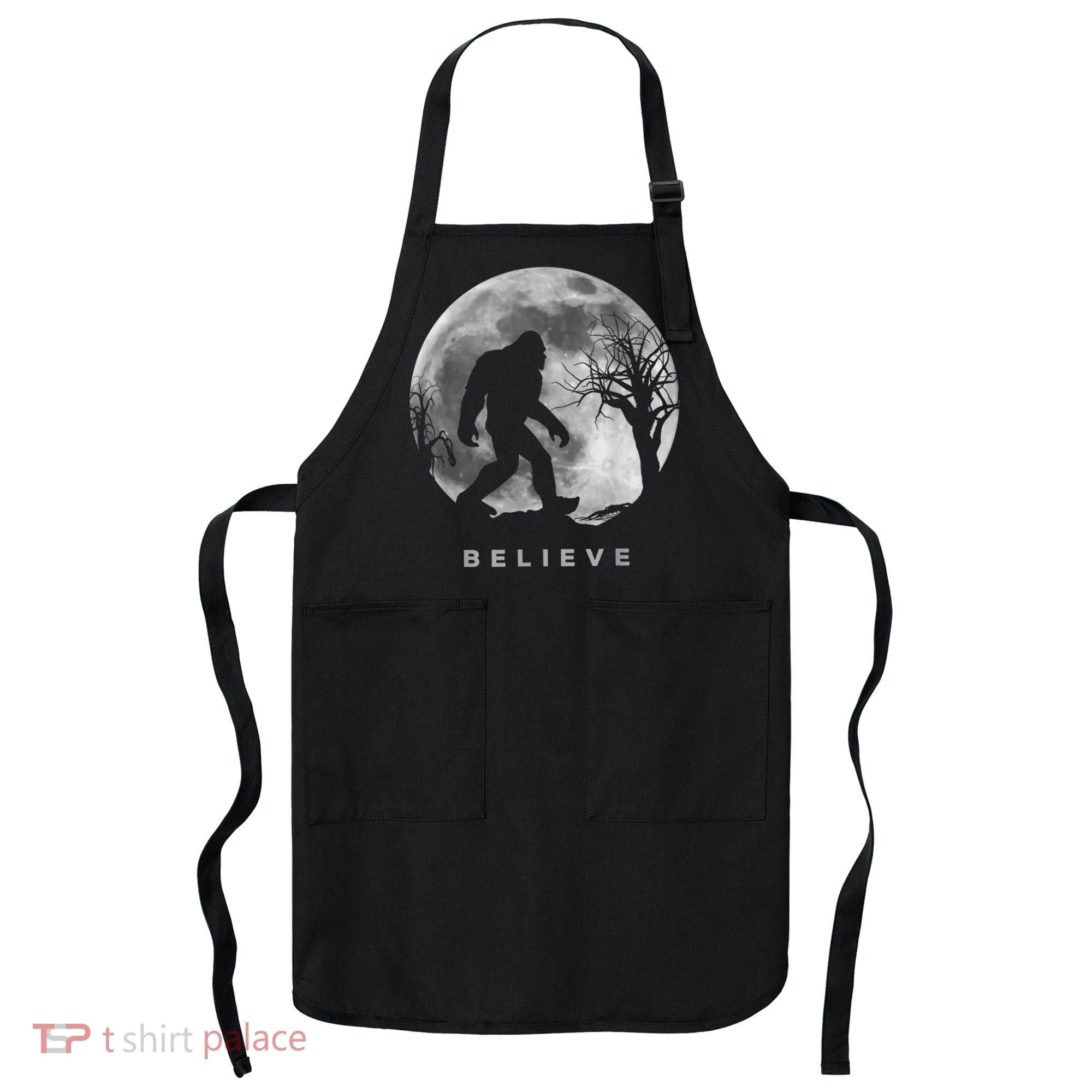 Bigfoot Night Full Moon I Believe Sasquatch Apron
