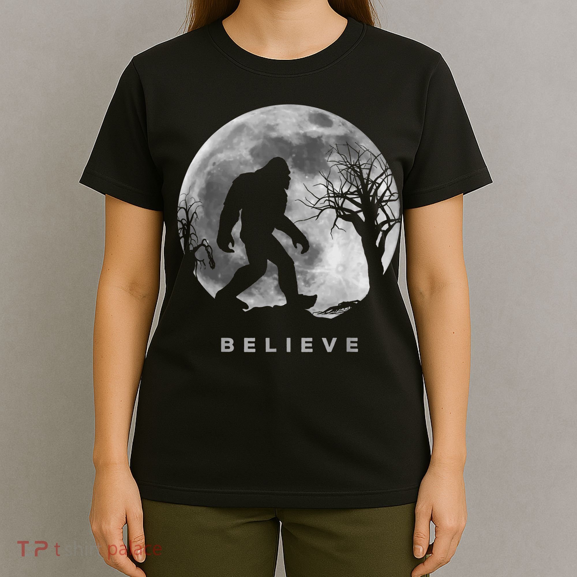 Bigfoot Night Full Moon I Believe Sasquatch T-Shirt