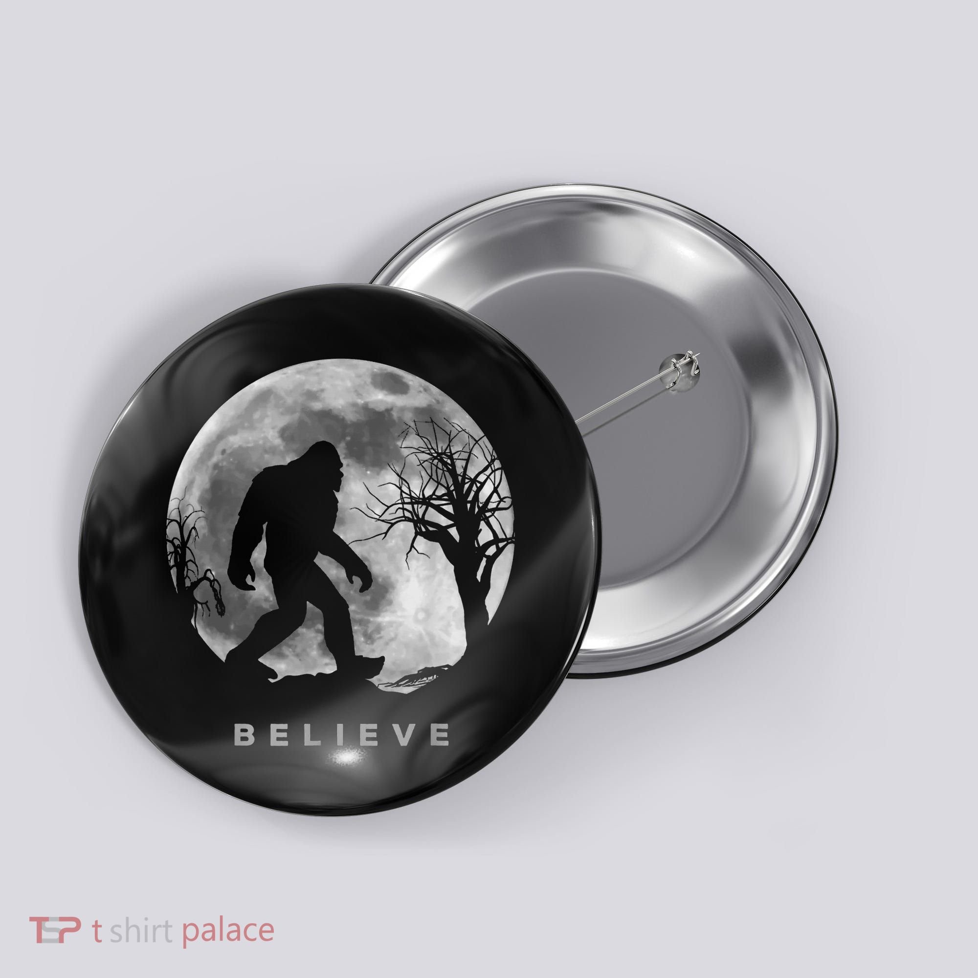 Bigfoot Night Full Moon I Believe Sasquatch Button