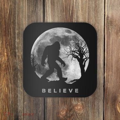 Bigfoot Night Full Moon I Believe Sasquatch Coaster