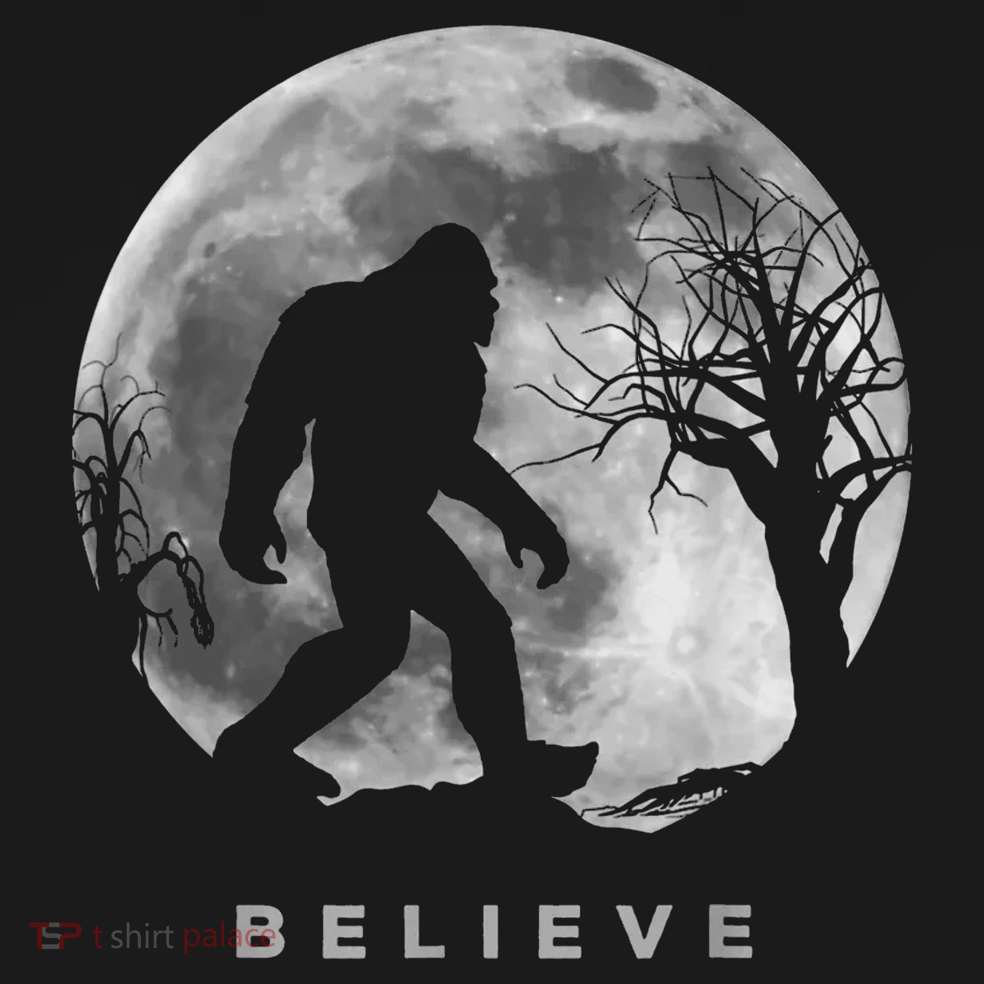 Bigfoot Night Full Moon I Believe Sasquatch Polo