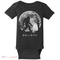 Bigfoot Night Full Moon I Believe Sasquatch Baby Bodysuit thumb 0