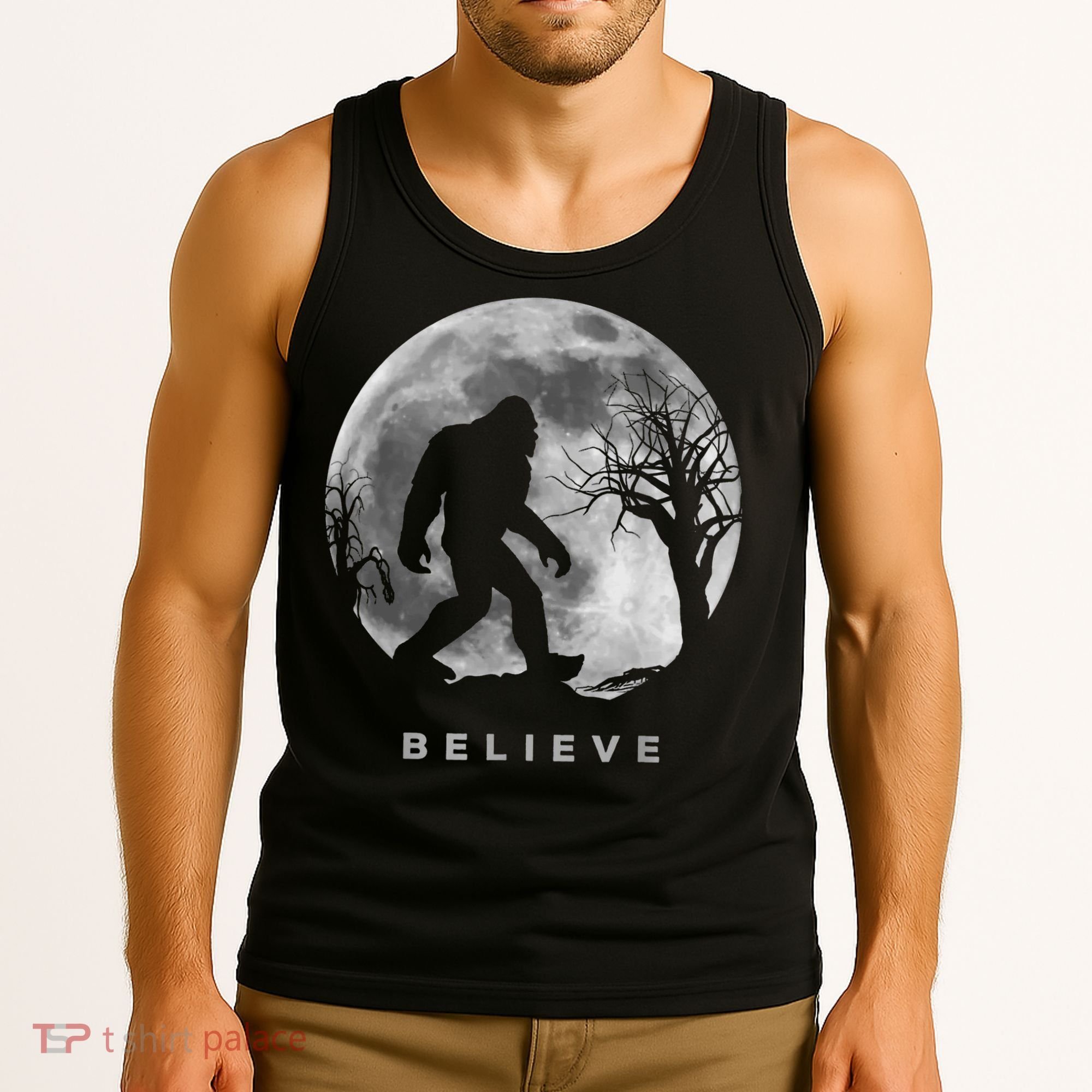 Bigfoot Night Full Moon I Believe Sasquatch Tank Top
