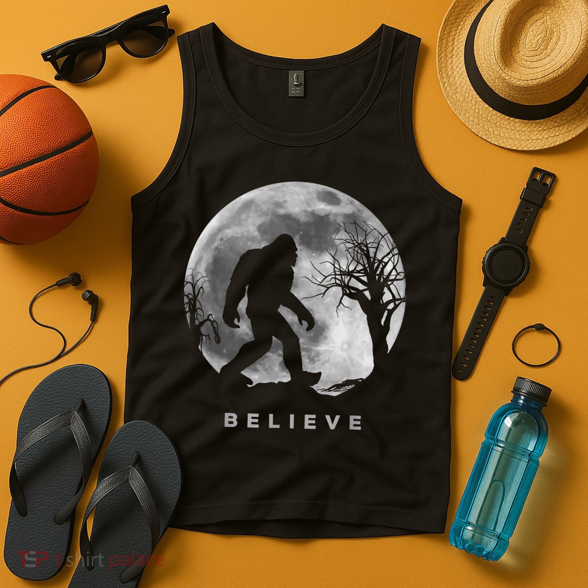 Bigfoot Night Full Moon I Believe Sasquatch Tank Top