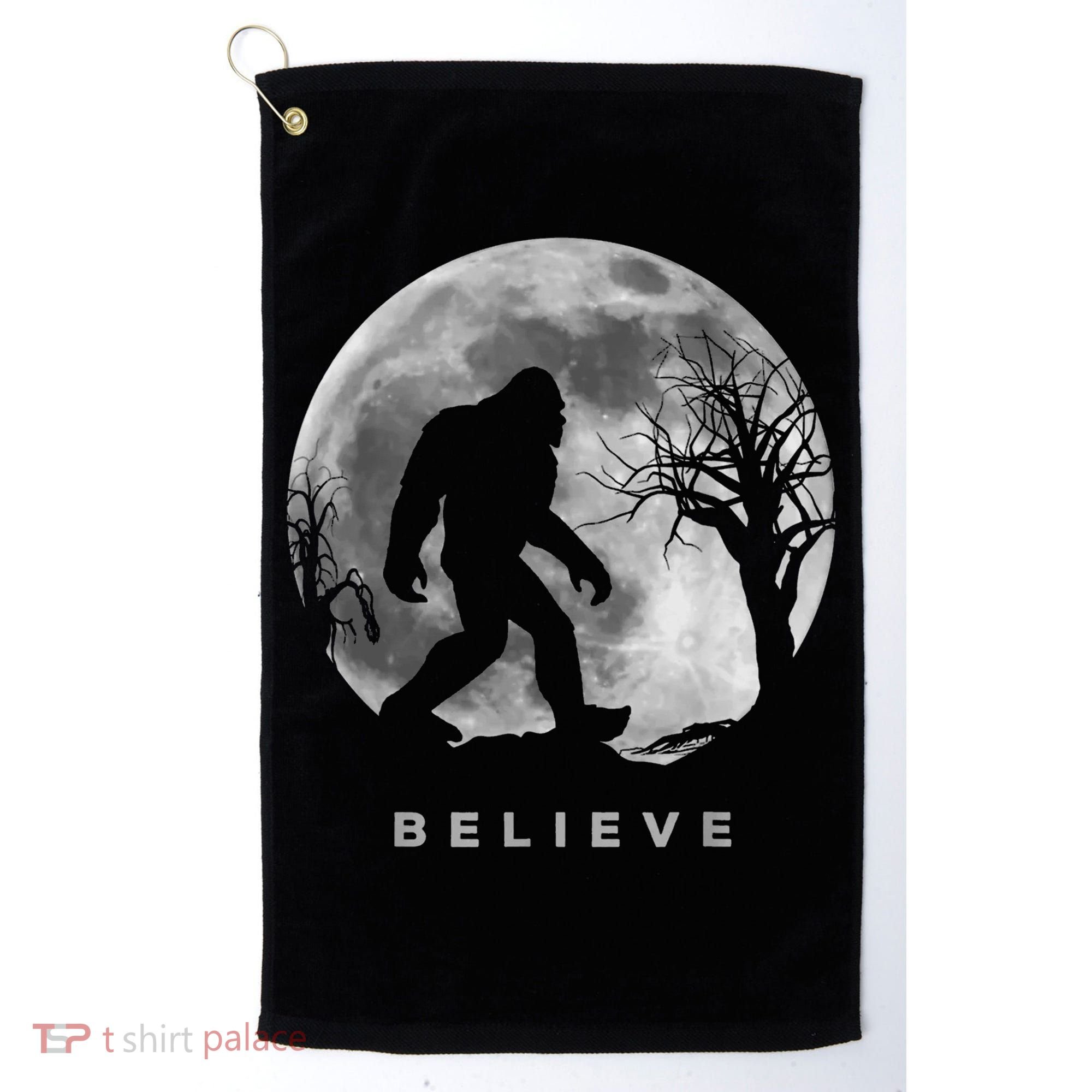 Bigfoot Night Full Moon I Believe Sasquatch Golf Towel