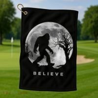 Bigfoot Night Full Moon I Believe Sasquatch Golf Towel thumb 1