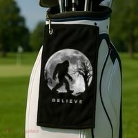 Bigfoot Night Full Moon I Believe Sasquatch Golf Towel thumb 2