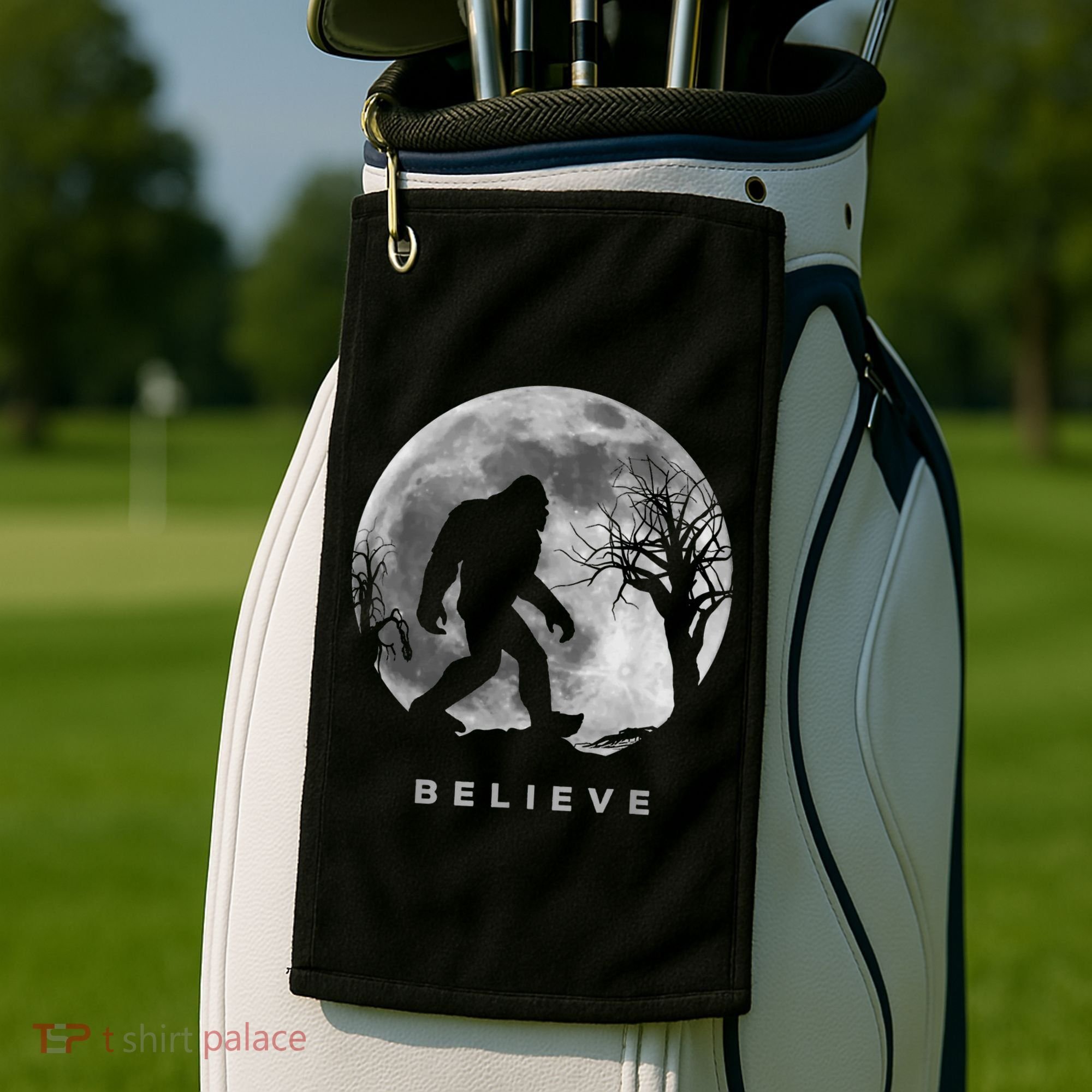 Bigfoot Night Full Moon I Believe Sasquatch Golf Towel
