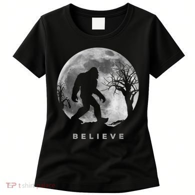 Bigfoot Night Full Moon I Believe Sasquatch Women's T-Shirt