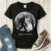 Bigfoot Night Full Moon I Believe Sasquatch Women's T-Shirt thumb 3