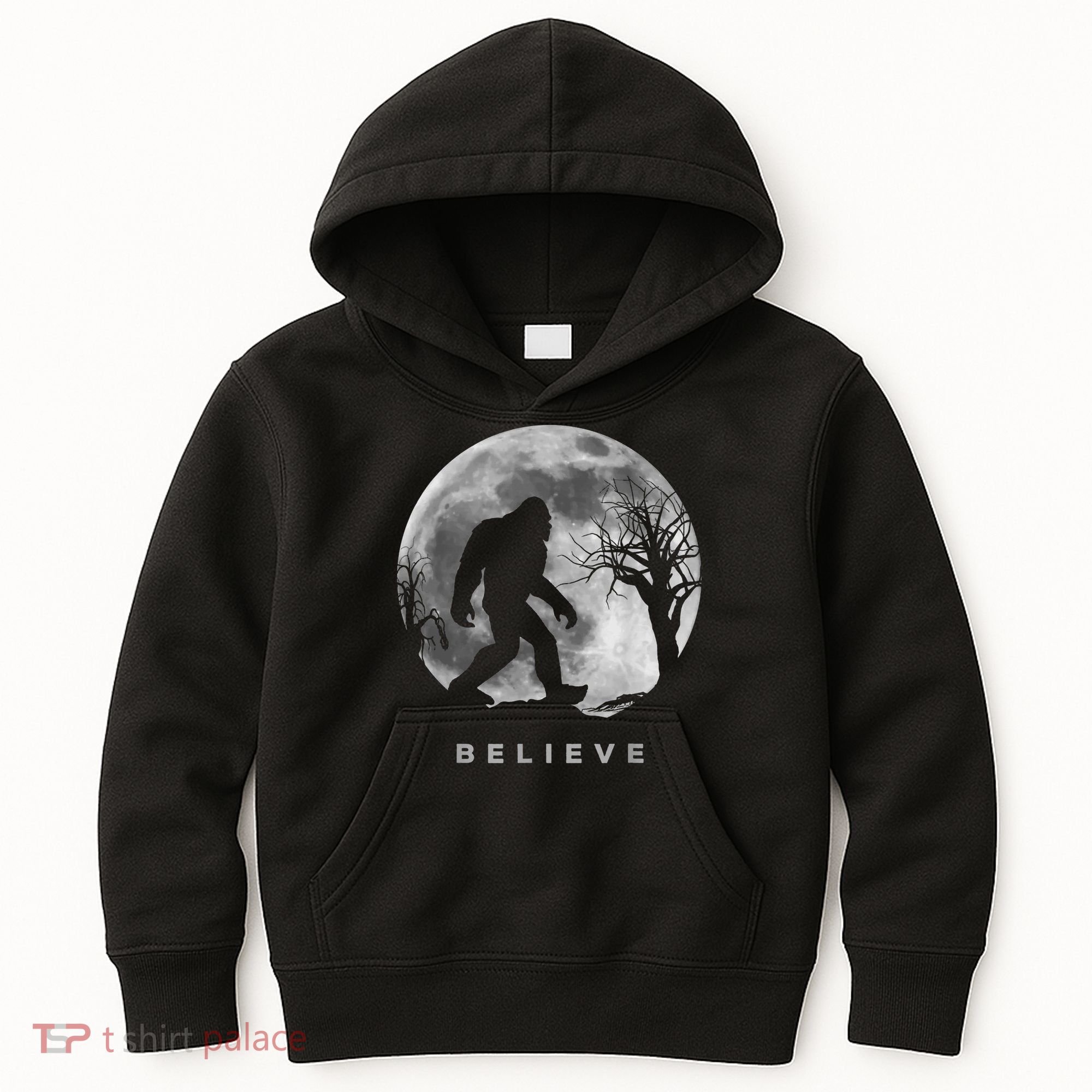 Bigfoot Night Full Moon I Believe Sasquatch Kids Hoodie