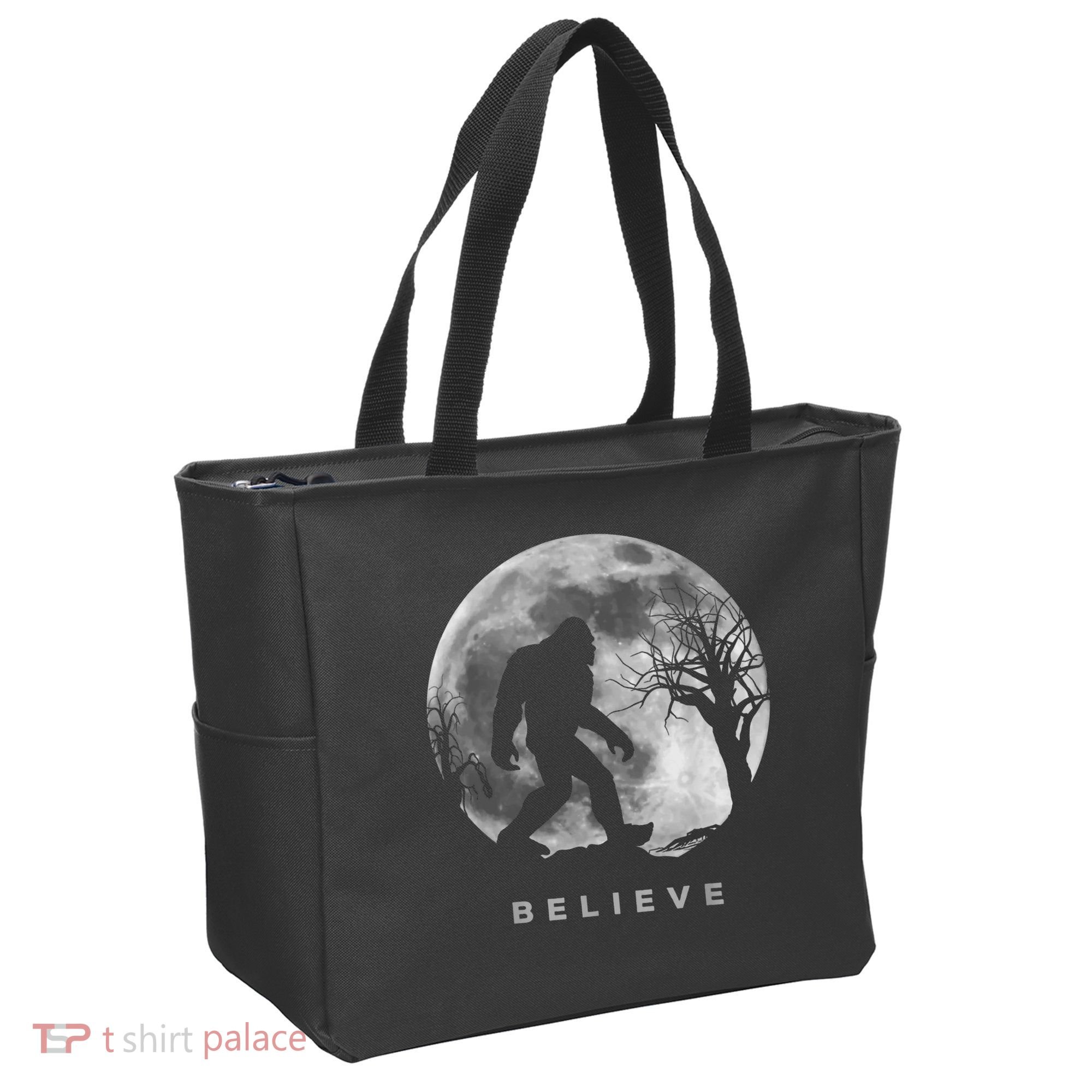 Bigfoot Night Full Moon I Believe Sasquatch Tote Bag