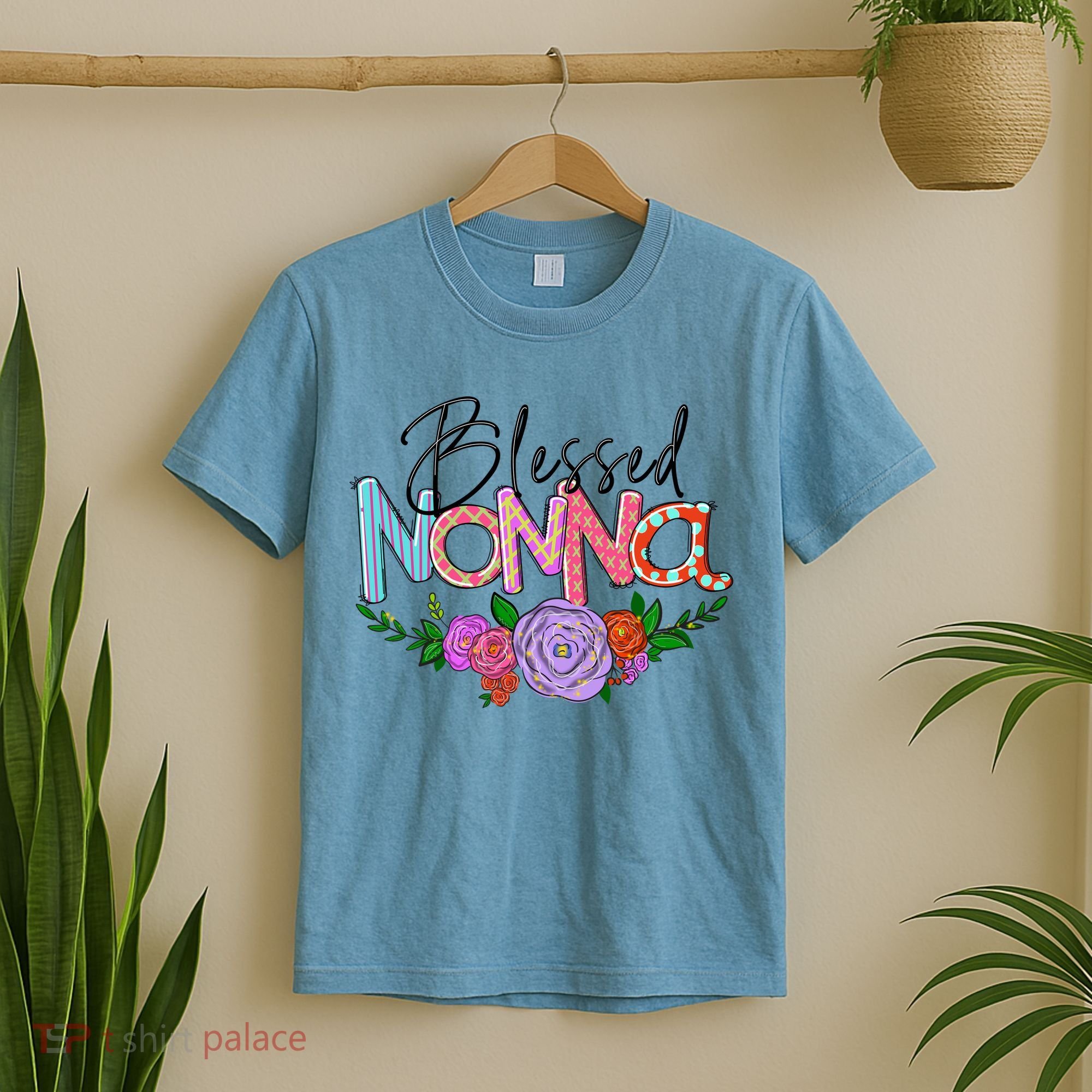 Blessed Nonna Graphic First Time Grandma Shirt Plus Size Shirts For Girl Mom Son T-Shirt