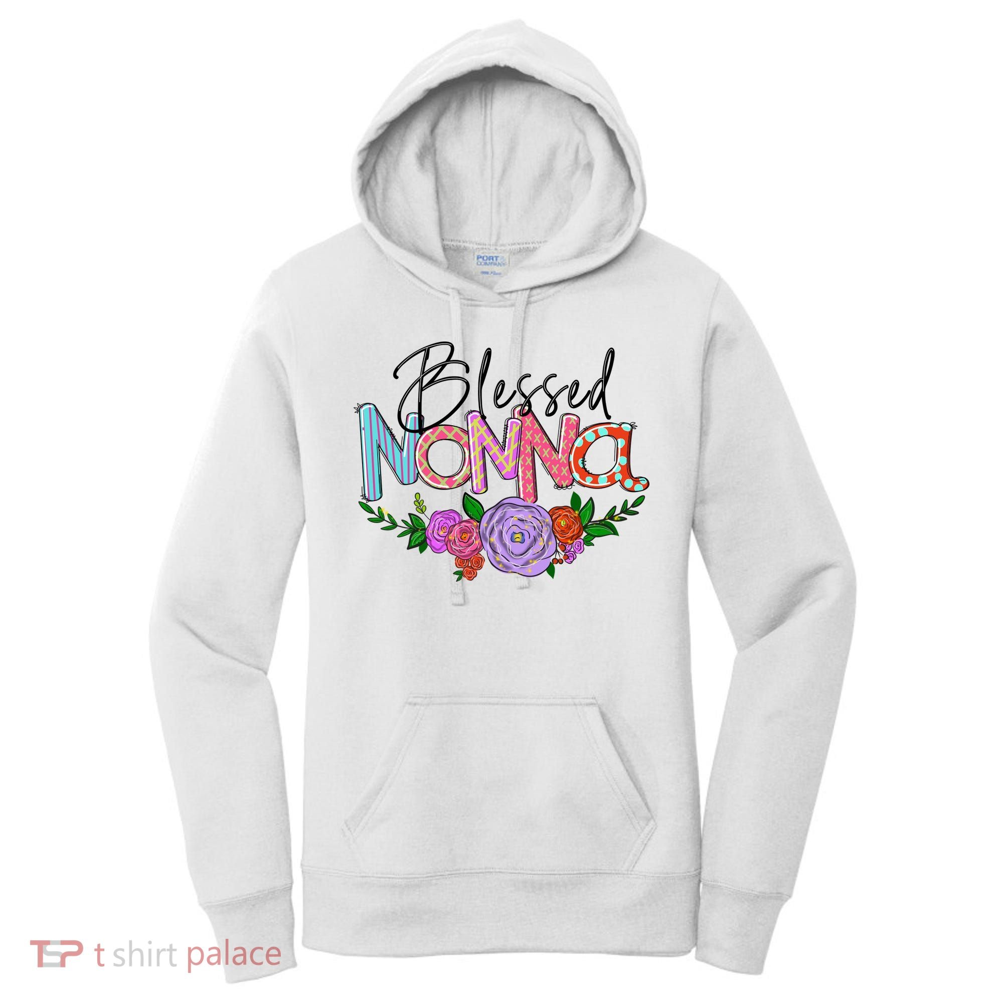 Blessed Nonna Graphic First Time Grandma Shirt Plus Size Shirts For Girl Mom Son Women's Hoodie