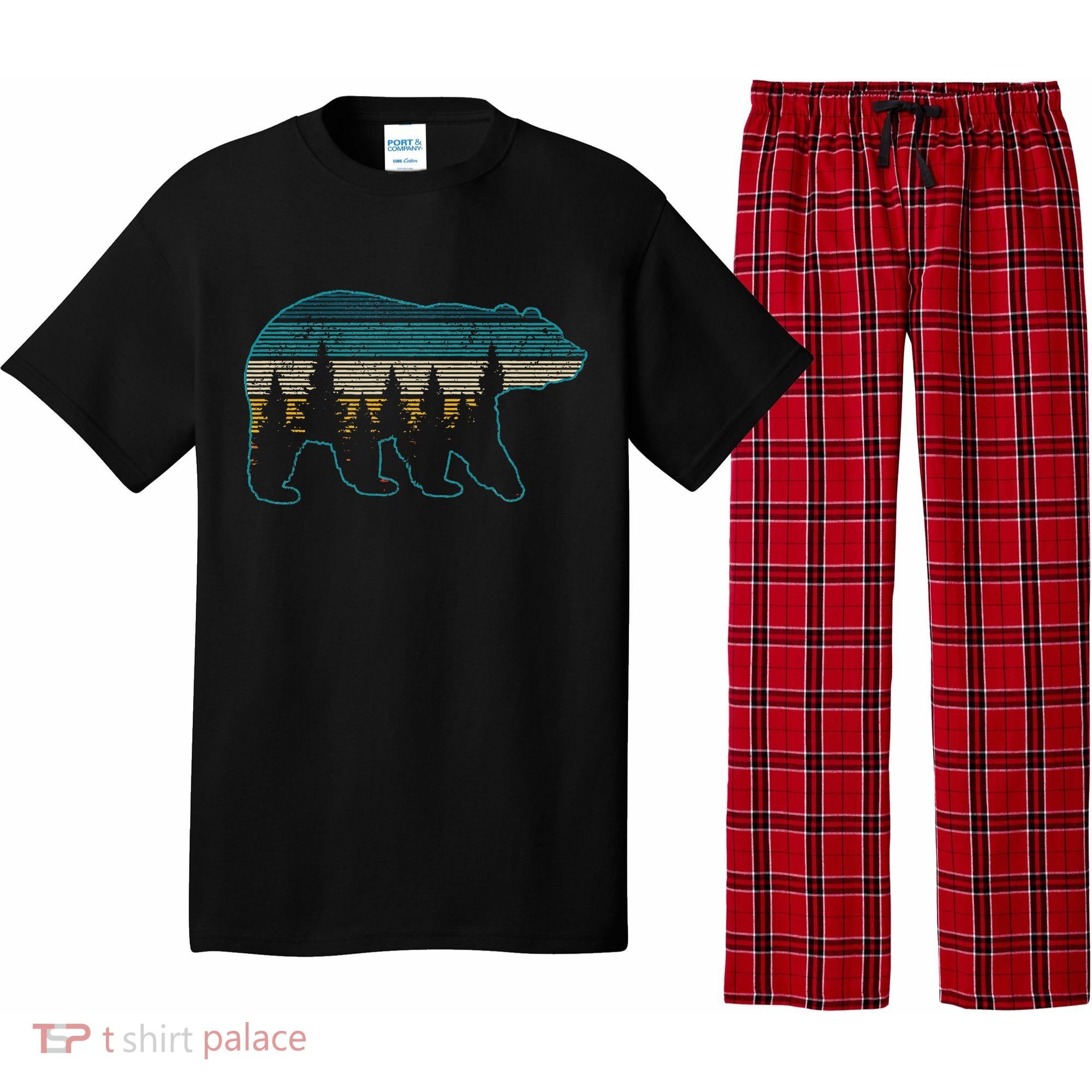 Bear Nature Grizzly Brown Black Bear Hiking Pajama Set