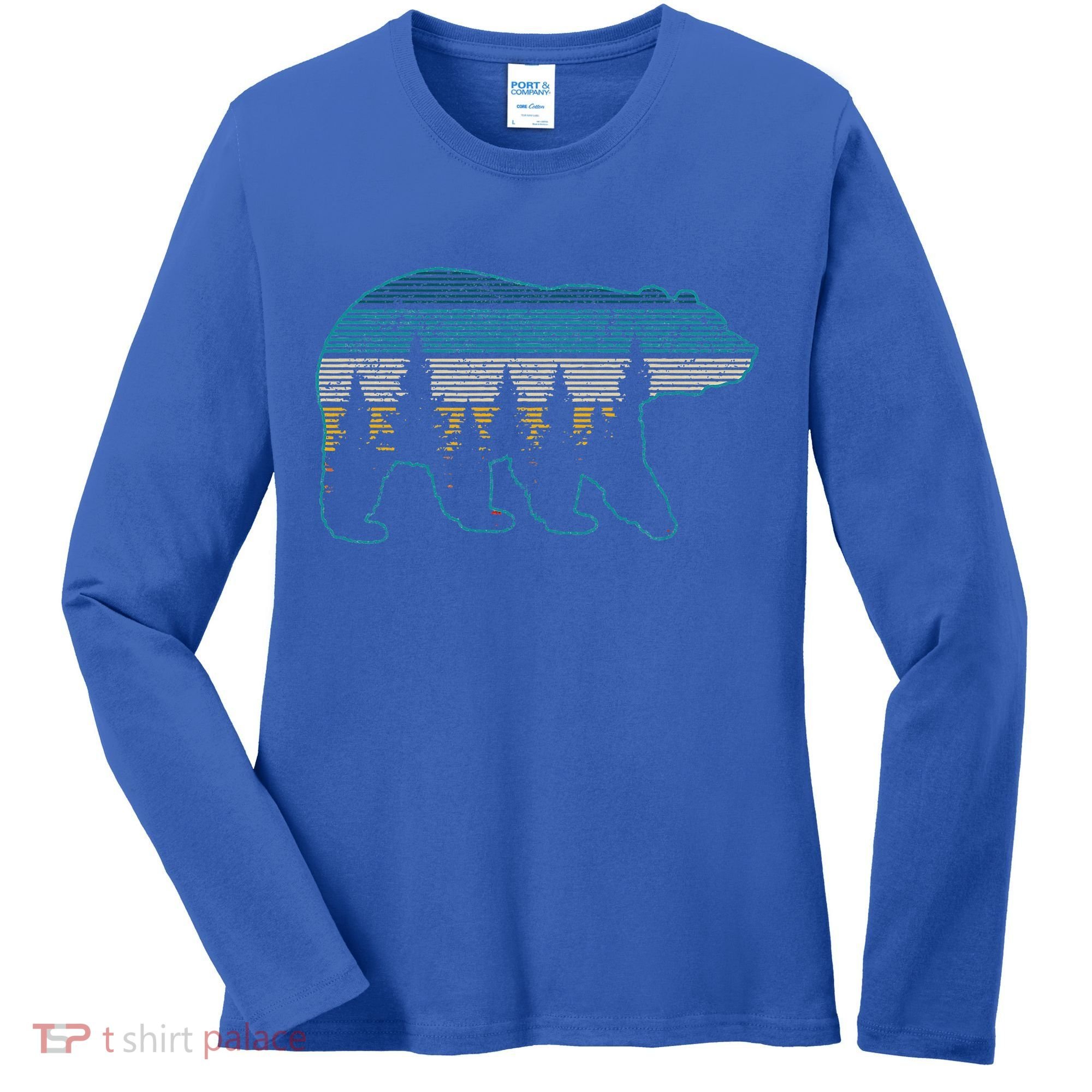 Bear Nature Grizzly Brown Black Bear Hiking Women's Long Sleeve Shirt