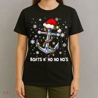 Boats N Ho Ho Hos Christmas Pajama Funny Humor X Mas Boating T-Shirt thumb 4