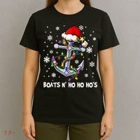 Boats N Ho Ho Hos Christmas Pajama Funny Humor X Mas Boating T-Shirt thumb 4
