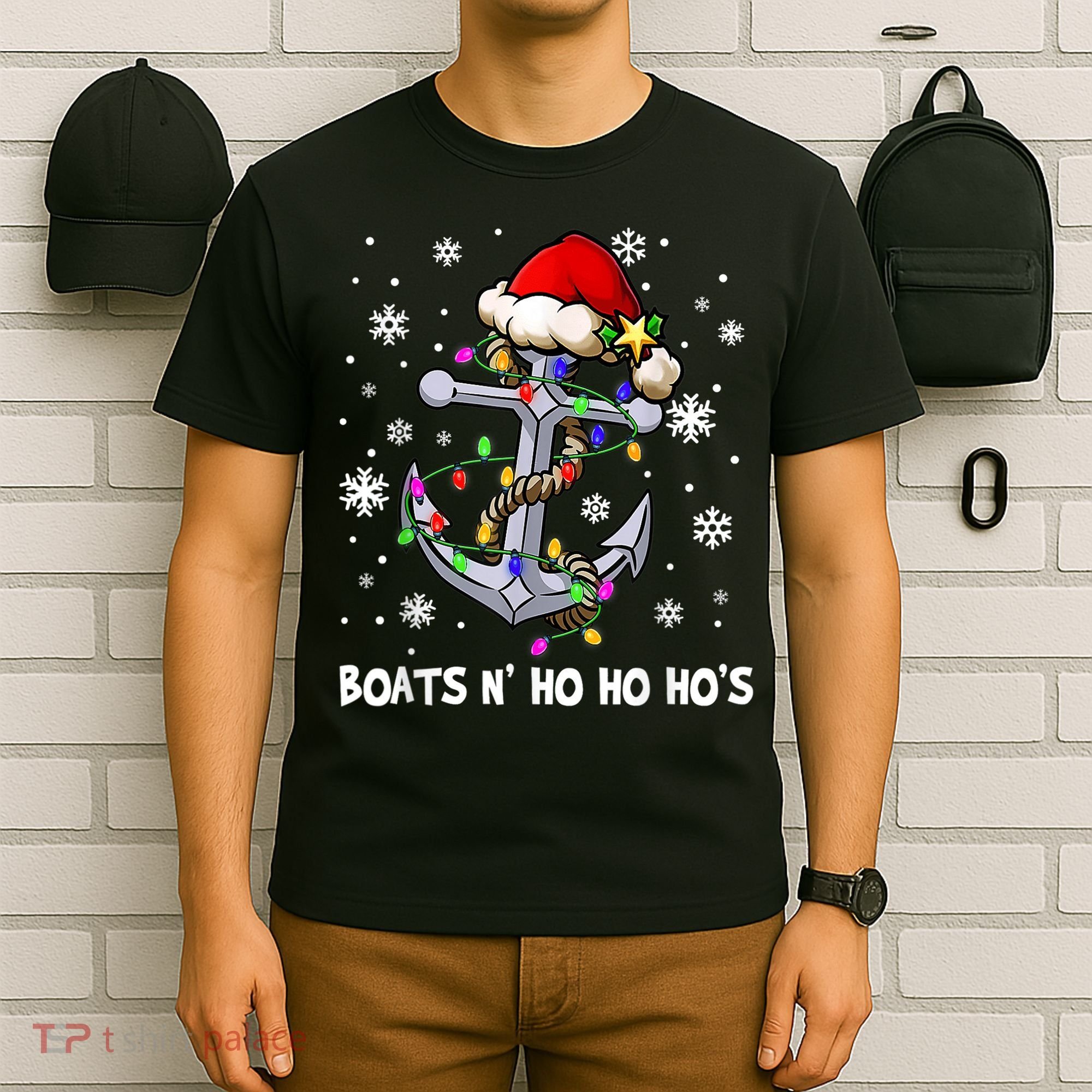 Boats N Ho Ho Hos Christmas Pajama Funny Humor X Mas Boating T-Shirt