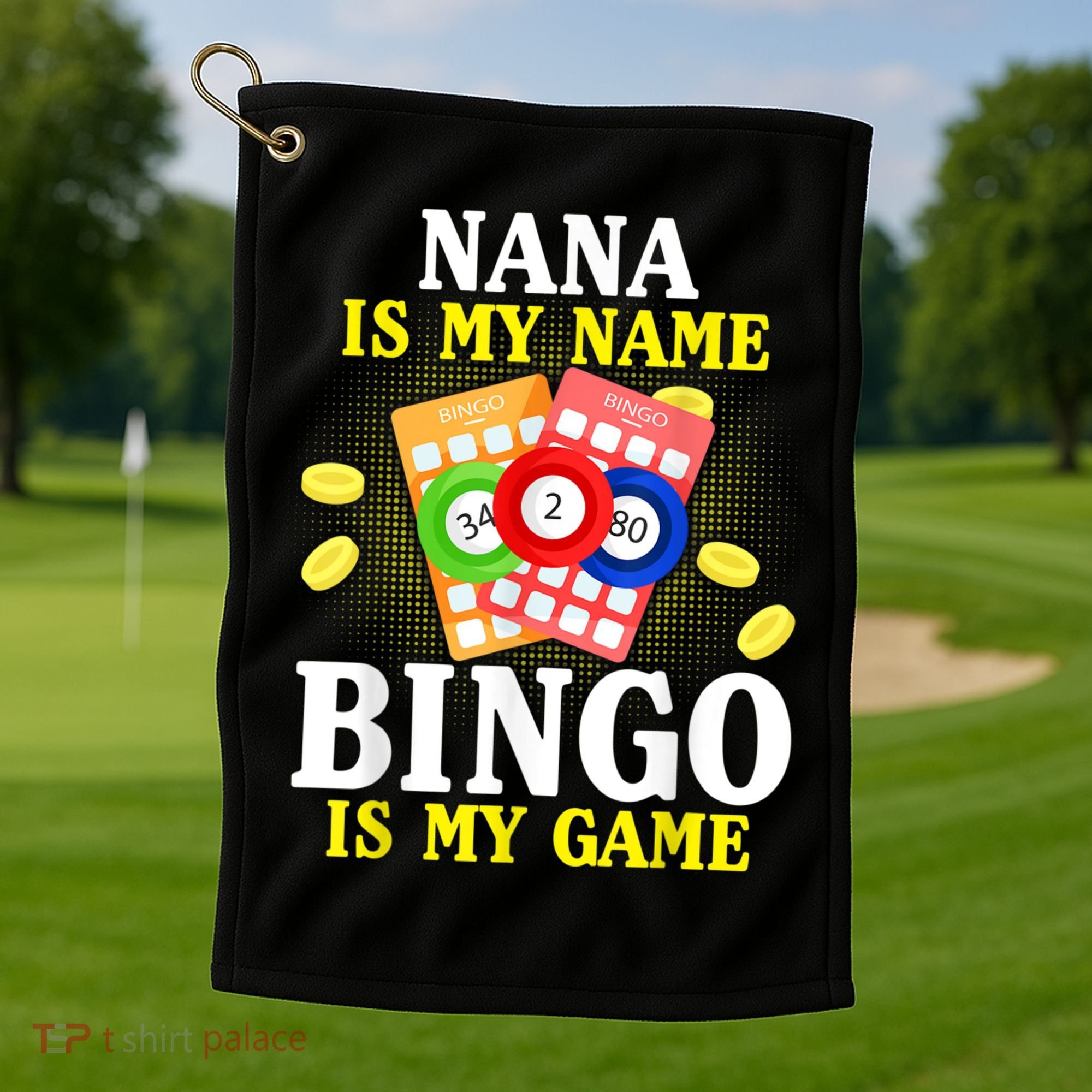 Bingo Nana Is My Name Funny Christmas Golf Towel