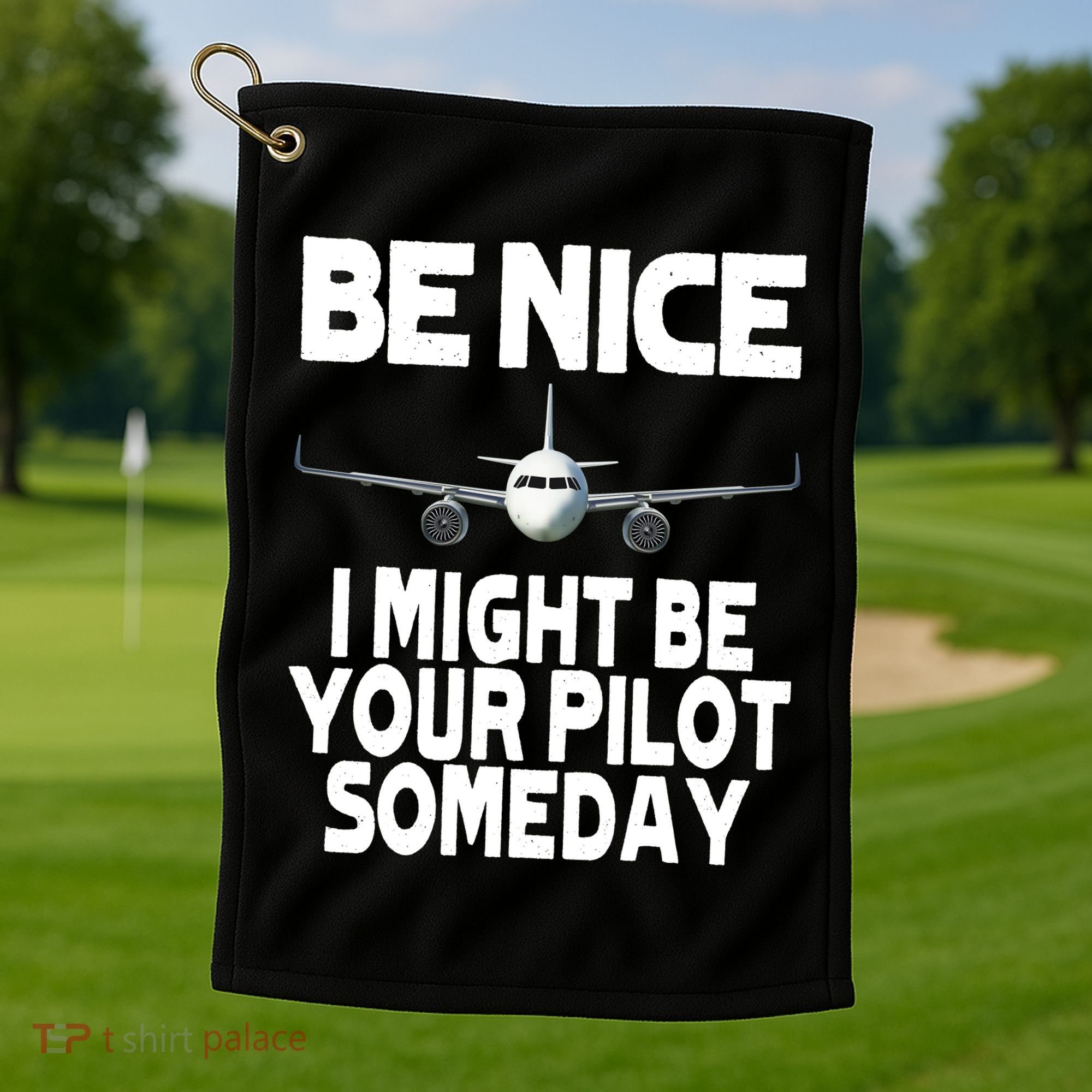 Be Nice I Might Be Your Pilot Someday Funny Golf Towel