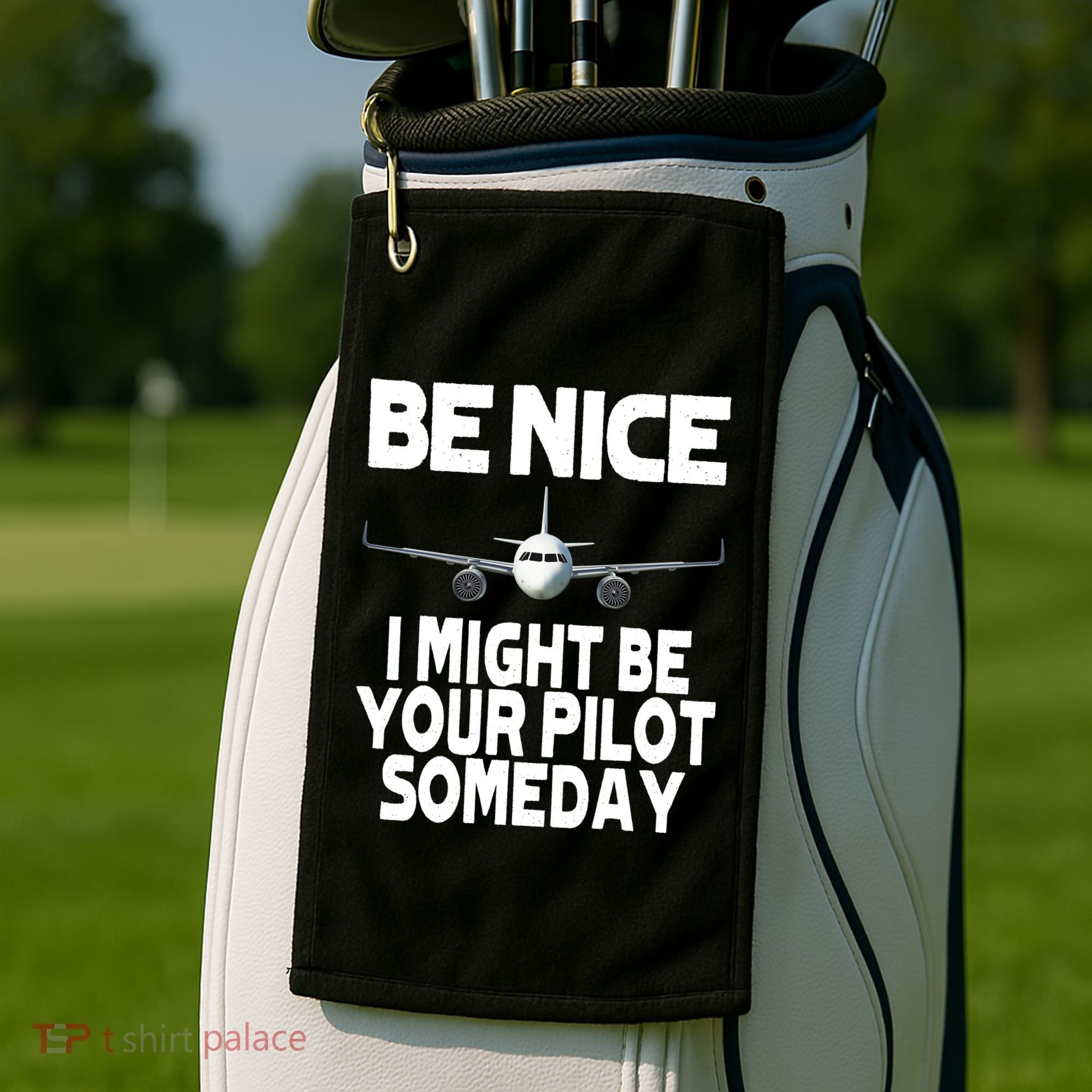 Be Nice I Might Be Your Pilot Someday Funny Golf Towel