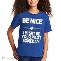 Be Nice I Might Be Your Pilot Someday Funny Kids T-Shirt thumb 2