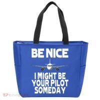 Be Nice I Might Be Your Pilot Someday Funny Tote Bag thumb 0