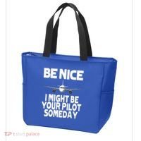 Be Nice I Might Be Your Pilot Someday Funny Tote Bag thumb 3